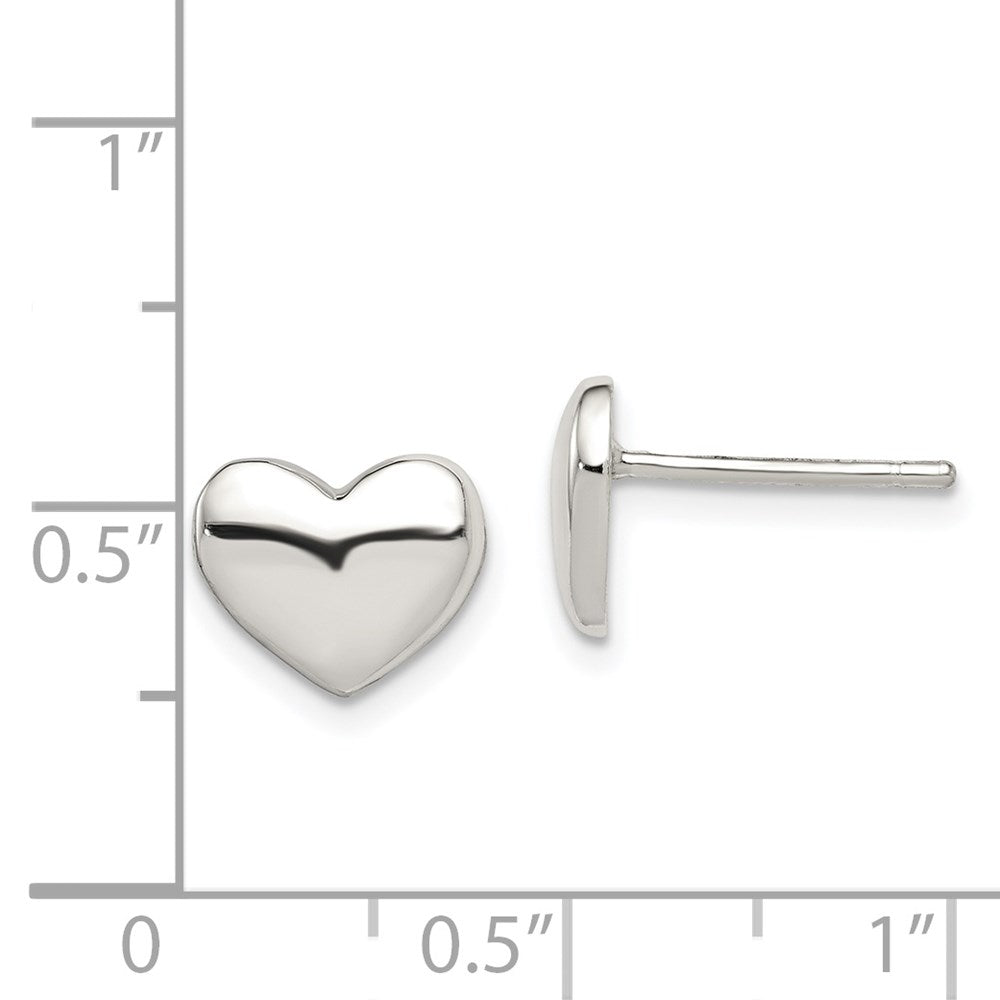 Sterlingsilber Poliert Herz Ohrstecker