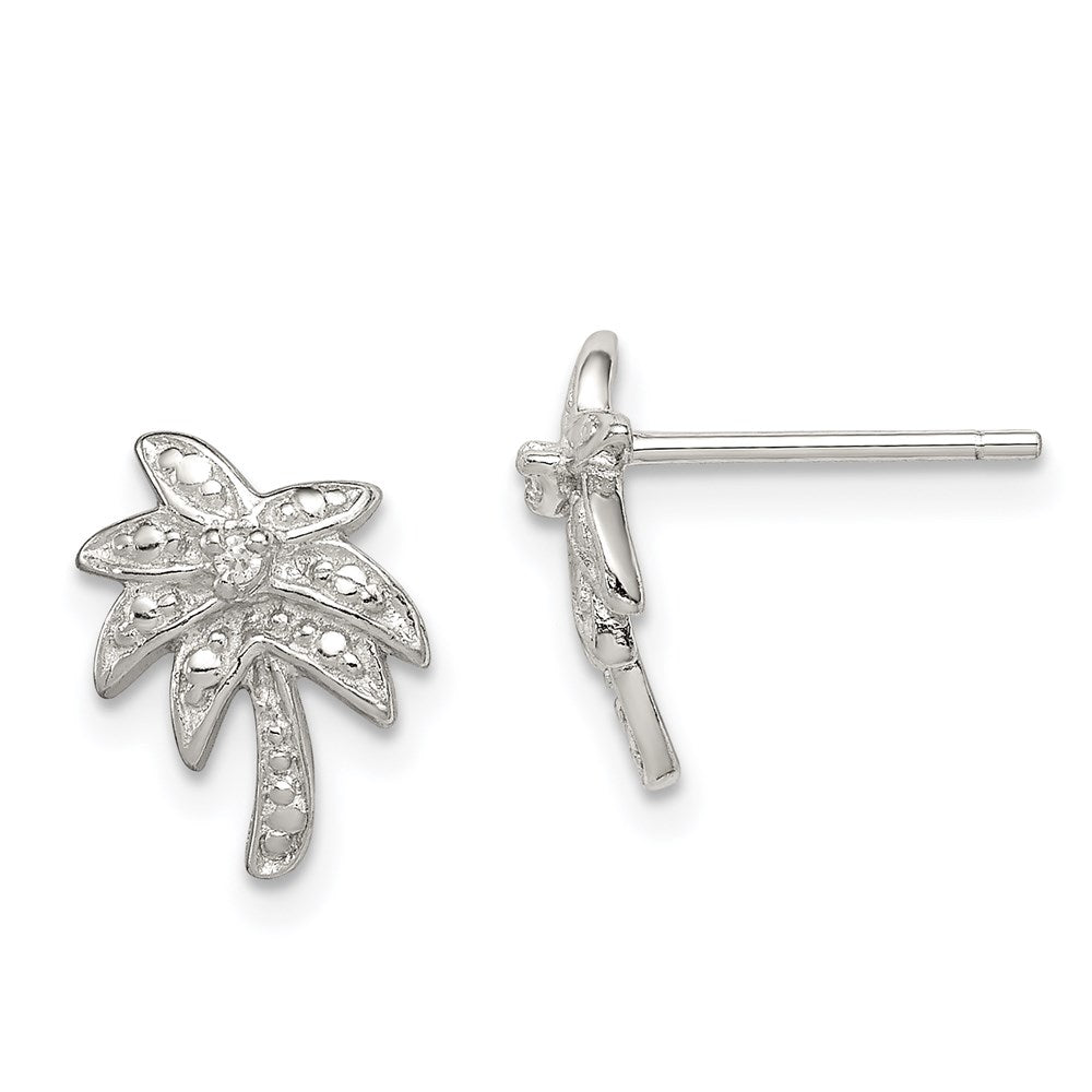 Sterlingsilber Rhodiniert Zirkonia Palme Baum Ohrstecker