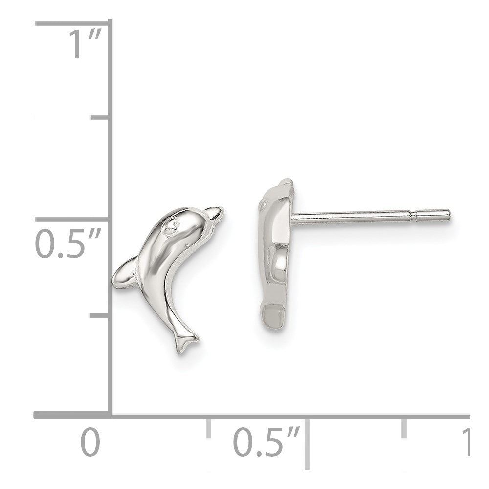 Sterlingsilber Poliert Delfin Ohrstecker