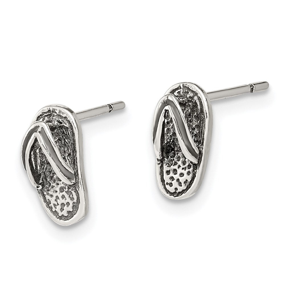 Sterlingsilber Antikisiert & Strukturiert Flip Flop Ohrstecker