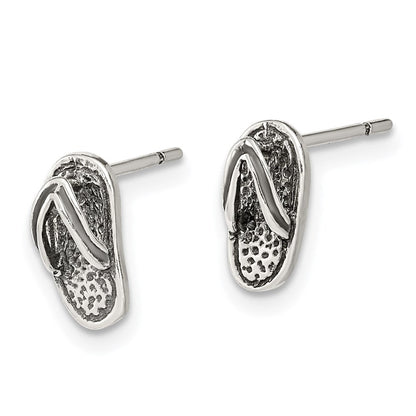 Sterlingsilber Antikisiert & Strukturiert Flip Flop Ohrstecker