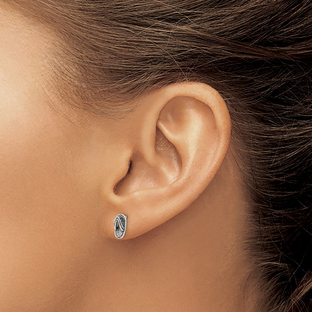 Sterlingsilber Antikisiert & Strukturiert Flip Flop Ohrstecker