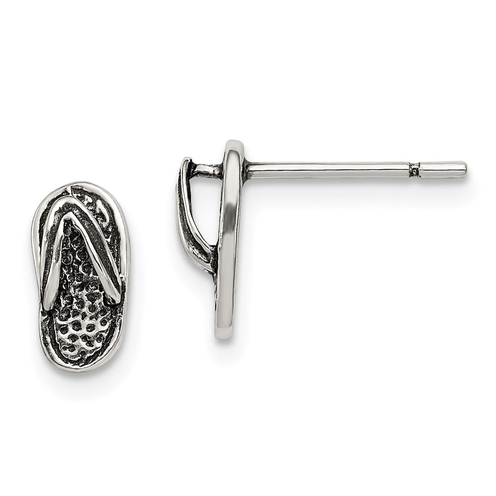 Sterlingsilber Antikisiert & Strukturiert Flip Flop Ohrstecker