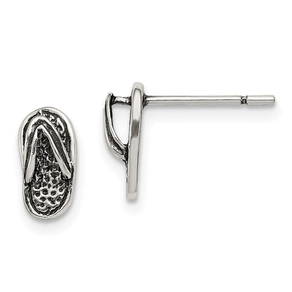 Sterlingsilber Antikisiert & Strukturiert Flip Flop Ohrstecker