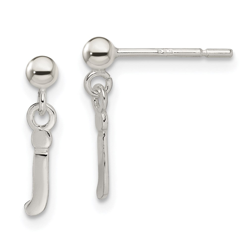 Sterlingsilber Poliert J Hängend Ohrstecker