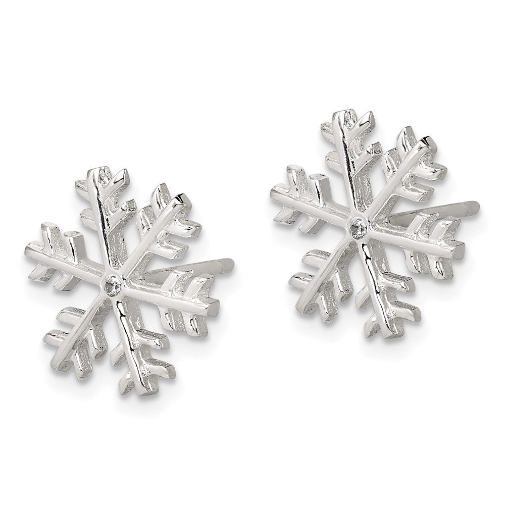 Sterlingsilber Zirkonia Poliert Schneeflocke Ohrstecker
