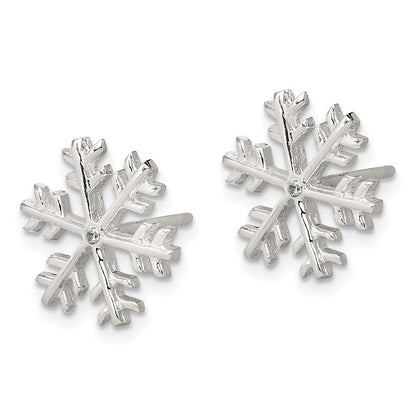Sterlingsilber Zirkonia Poliert Schneeflocke Ohrstecker