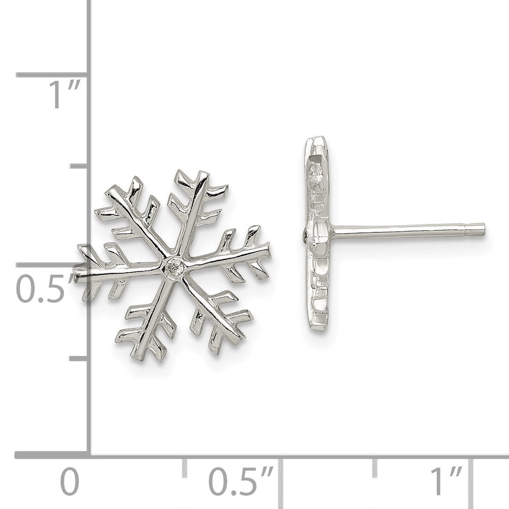 Sterlingsilber Zirkonia Poliert Schneeflocke Ohrstecker