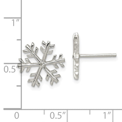 Sterlingsilber Zirkonia Poliert Schneeflocke Ohrstecker