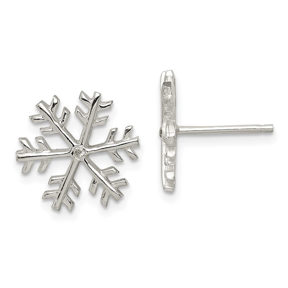 Sterlingsilber Zirkonia Poliert Schneeflocke Ohrstecker
