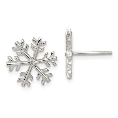 Sterlingsilber Zirkonia Poliert Schneeflocke Ohrstecker