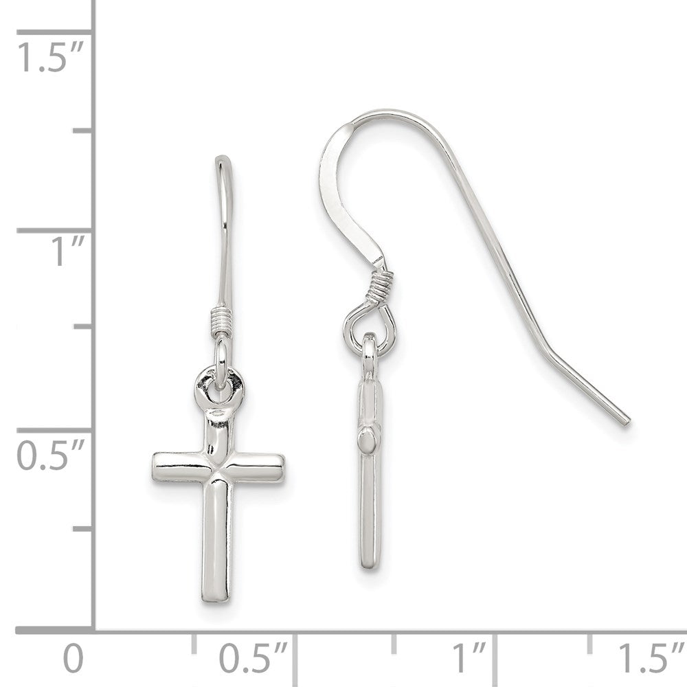 Sterlingsilber Poliert Lateinisch Kreuz Ohrhänger