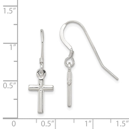 Sterlingsilber Poliert Lateinisch Kreuz Ohrhänger