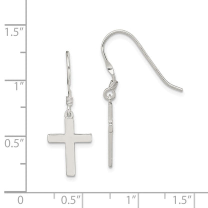 Sterlingsilber Rhodiniert Poliert Kreuz Ohrhänger