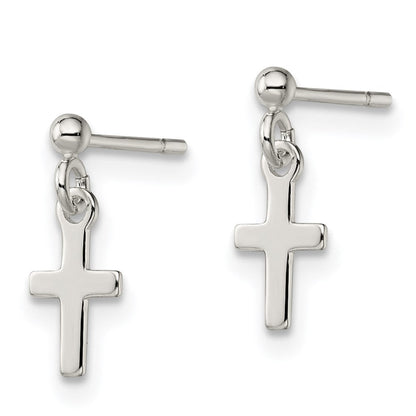 Sterlingsilber Poliert Lateinisch Kreuz Stecker Ohrhänger