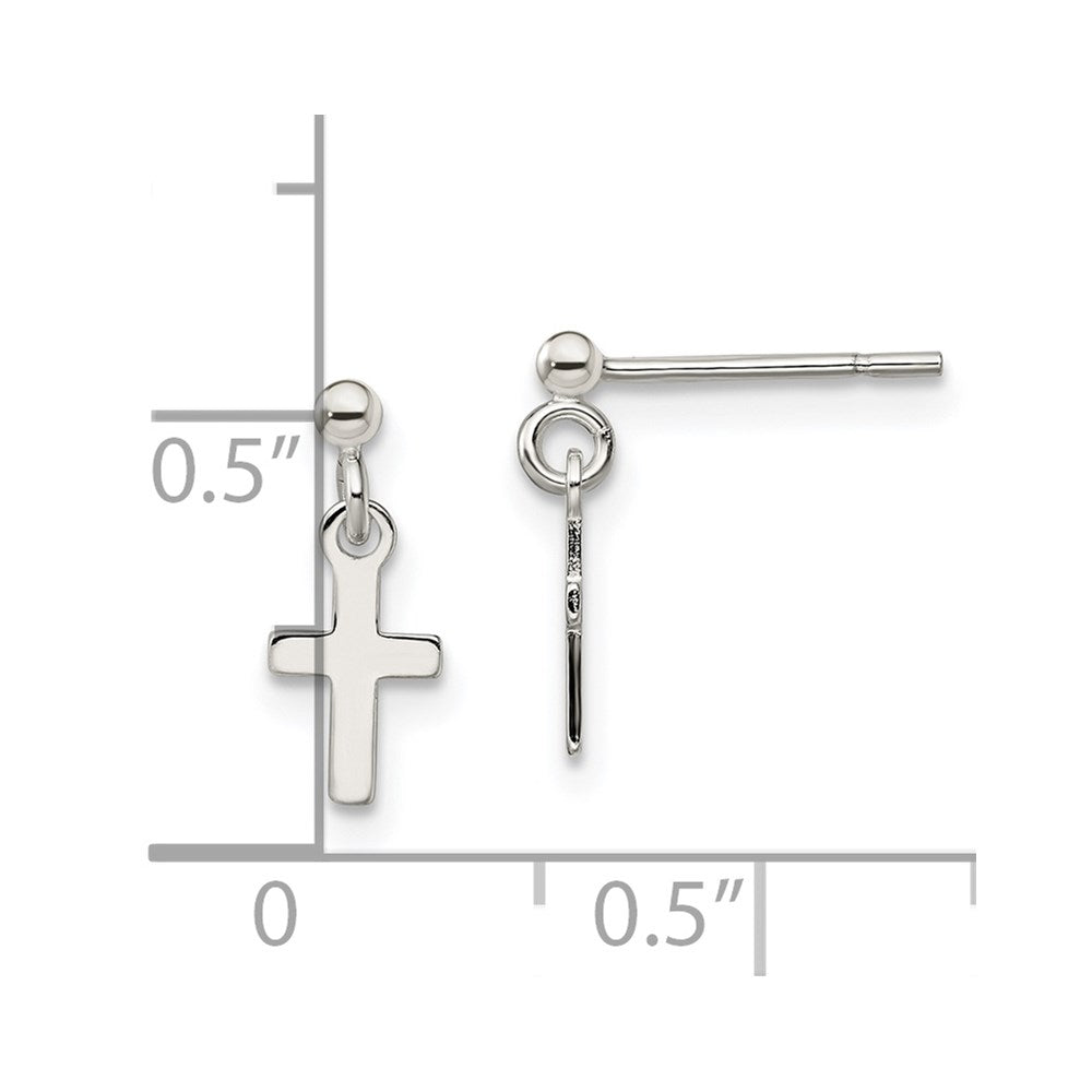 Sterlingsilber Poliert Lateinisch Kreuz Stecker Ohrhänger