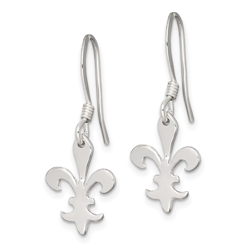 Sterlingsilber Poliert Fleur De Lis Ohrhänger