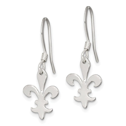 Sterlingsilber Poliert Fleur De Lis Ohrhänger