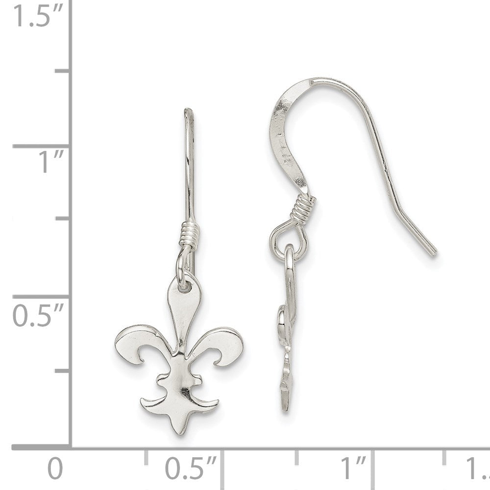 Sterlingsilber Poliert Fleur De Lis Ohrhänger