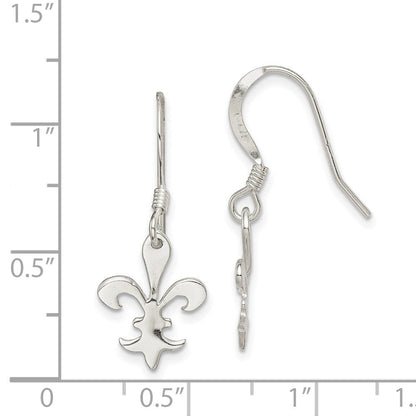 Sterlingsilber Poliert Fleur De Lis Ohrhänger