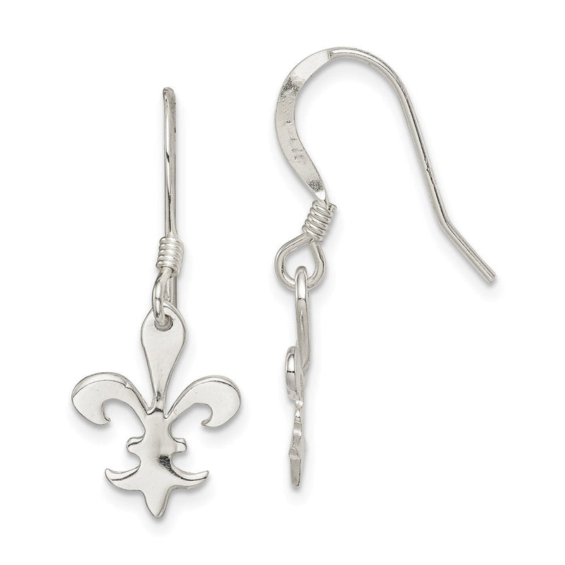 Sterlingsilber Poliert Fleur De Lis Ohrhänger