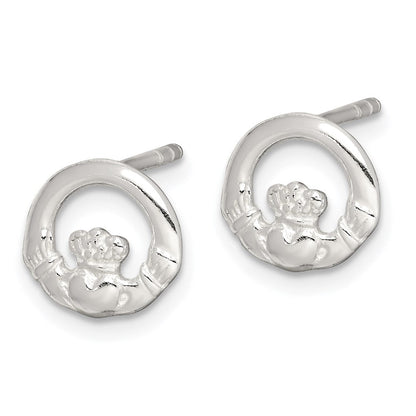 Sterlingsilber Poliert Claddagh Ohrstecker