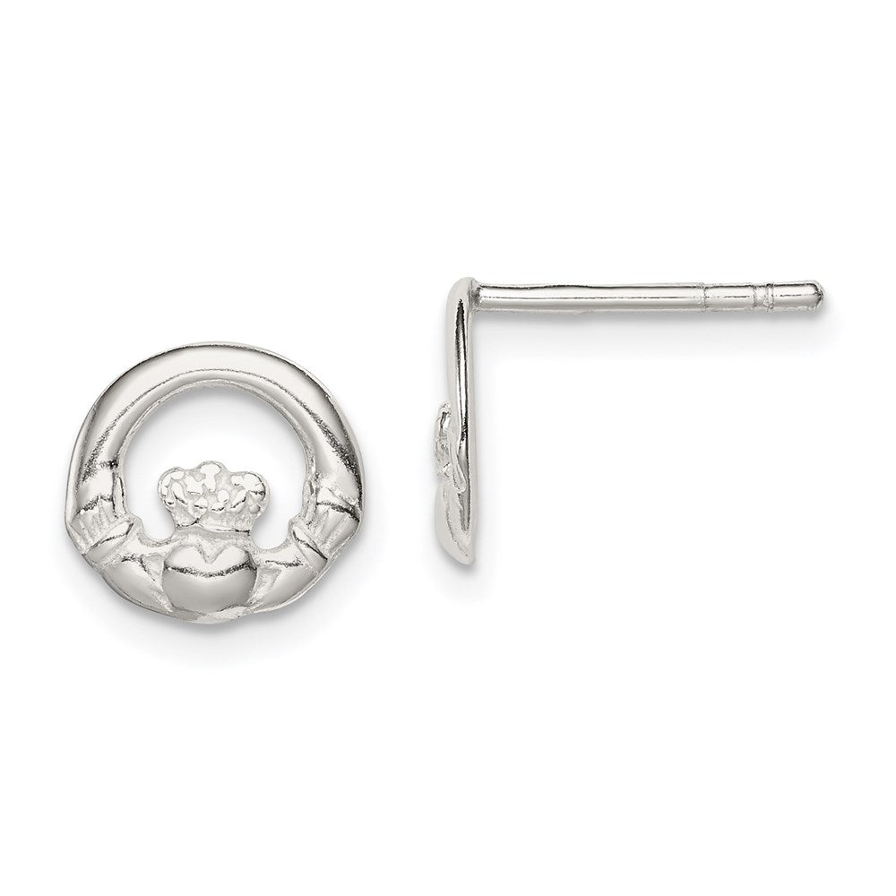 Sterlingsilber Poliert Claddagh Ohrstecker
