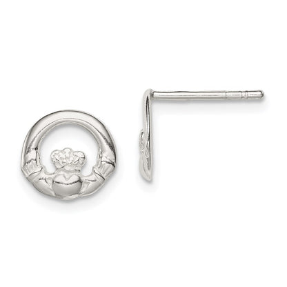 Sterlingsilber Poliert Claddagh Ohrstecker