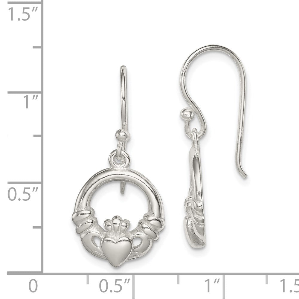 Sterlingsilber Poliert Claddagh Ohrhänger