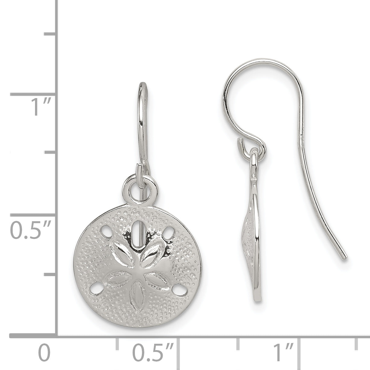 Sterlingsilber Poliert und Strukturiert Sand Dollar Ohrhänger