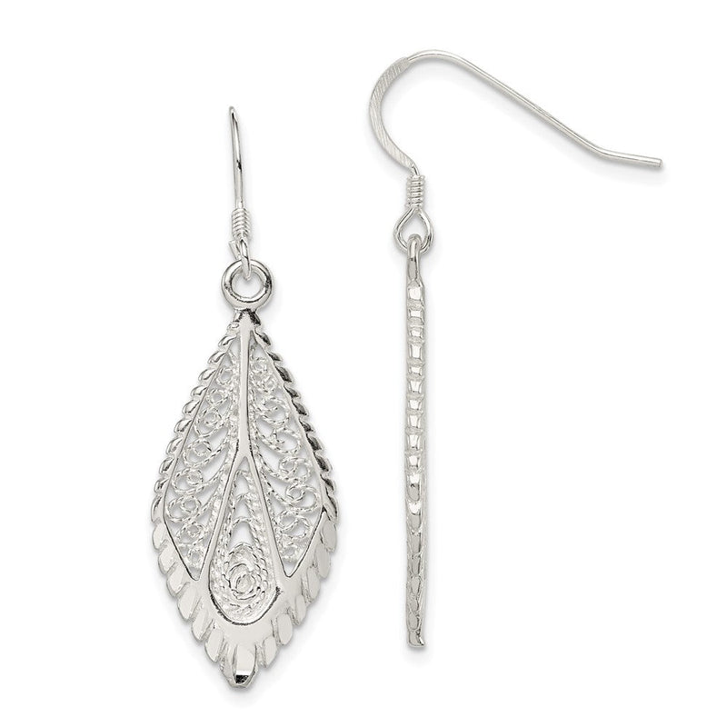 Sterlingsilber Poliert & Diamantiert Fantasie Filigran Tropfen Ohrhänger