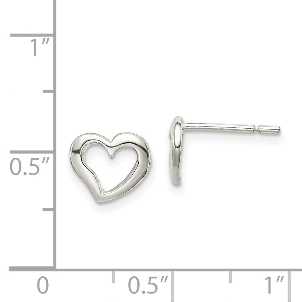 Sterlingsilber Poliert Herz Ohrstecker