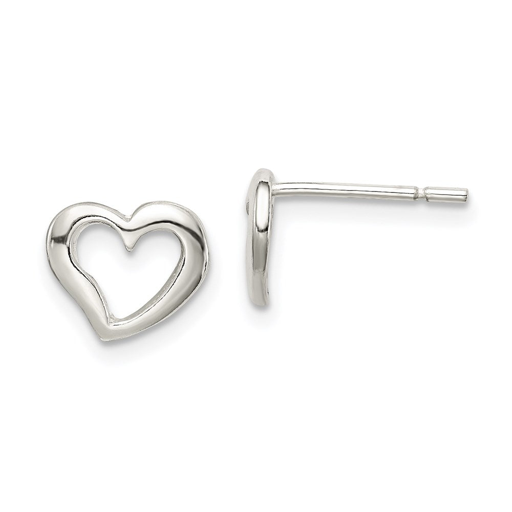 Sterlingsilber Poliert Herz Ohrstecker
