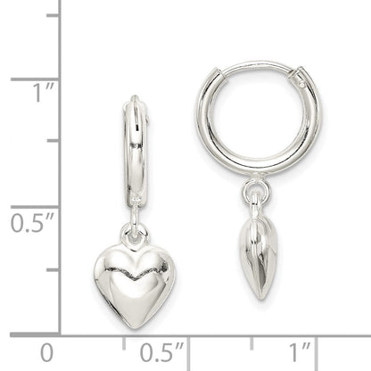 Sterlingsilber Poliert Puff Herz Hängend Creolen
