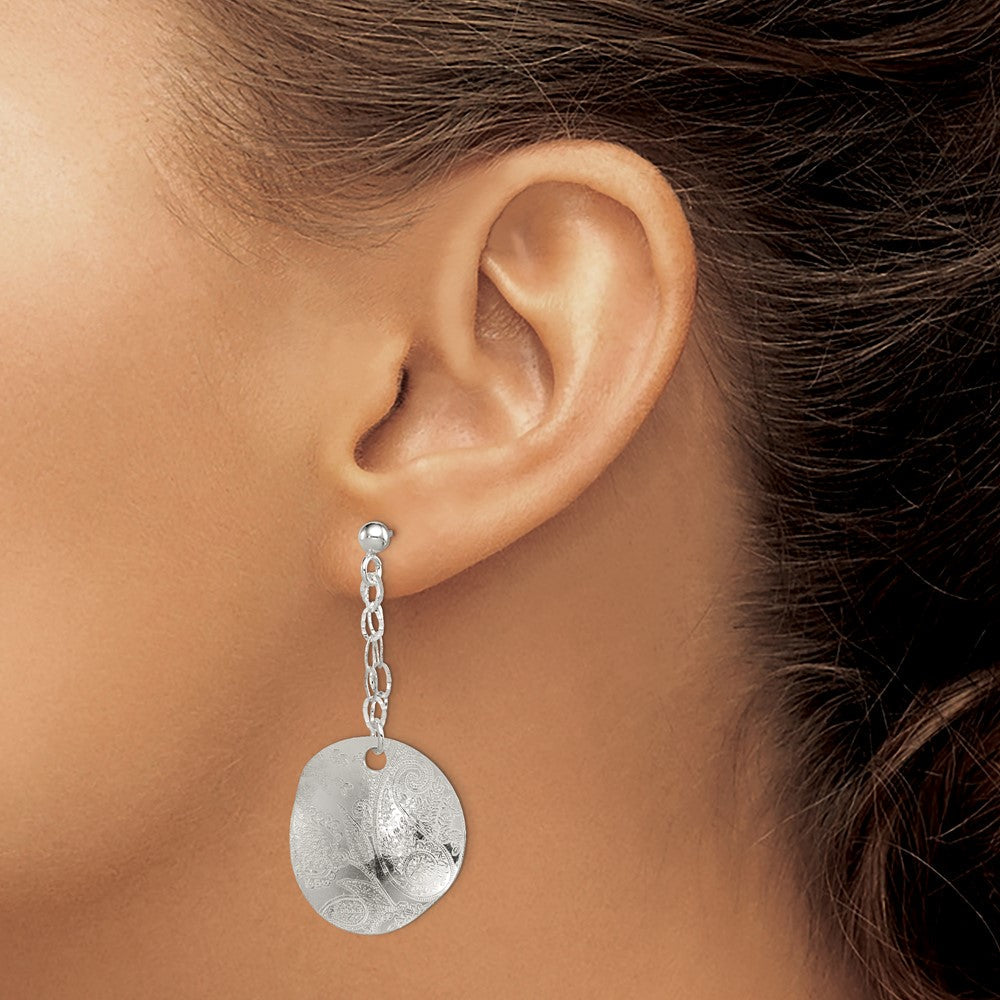 Sterlingsilber Poliert & Strukturiert Fantasie Kreis Stecker Ohrhänger