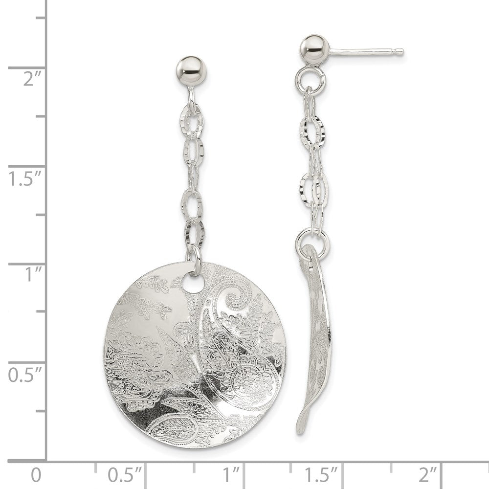Sterlingsilber Poliert & Strukturiert Fantasie Kreis Stecker Ohrhänger