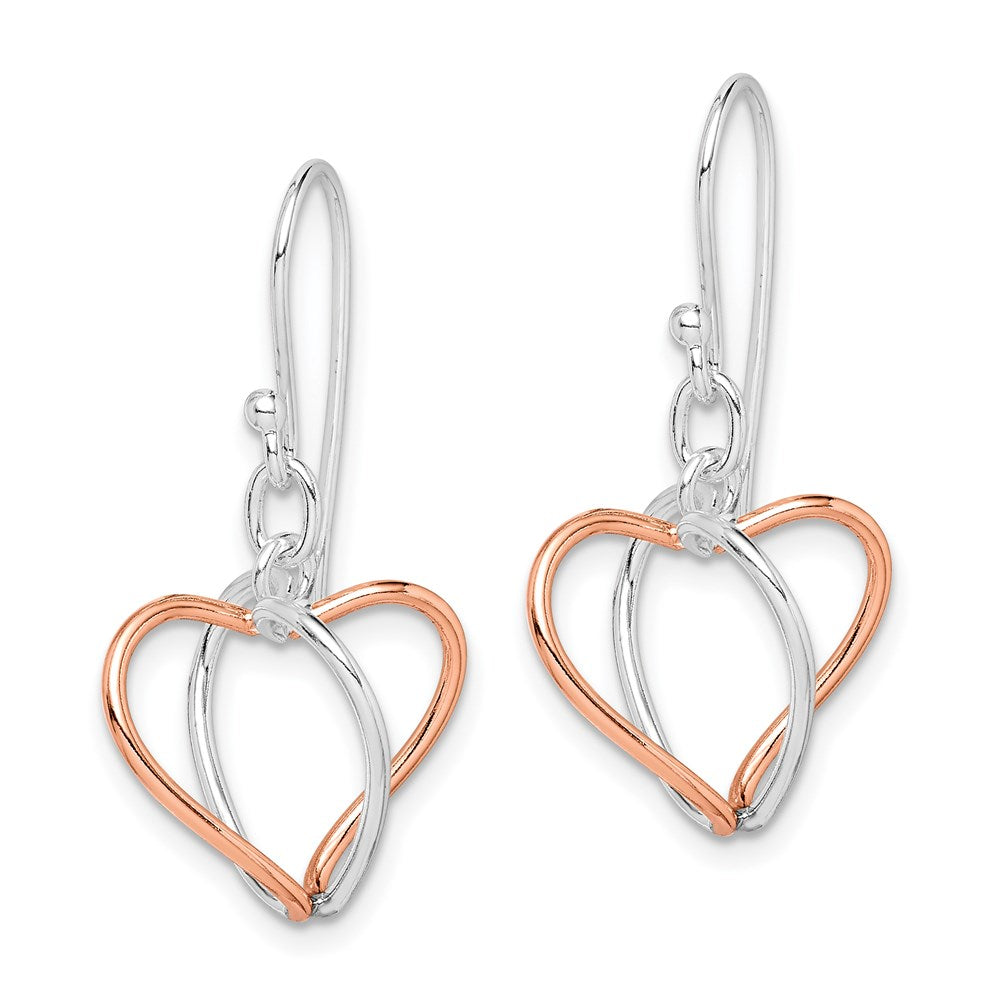 Sterlingsilber mit Rose Vermeil Herz Ohrhänger