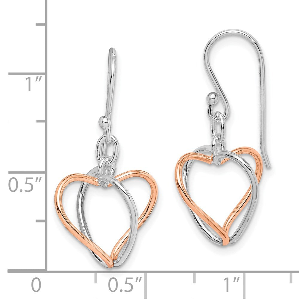 Sterlingsilber mit Rose Vermeil Herz Ohrhänger
