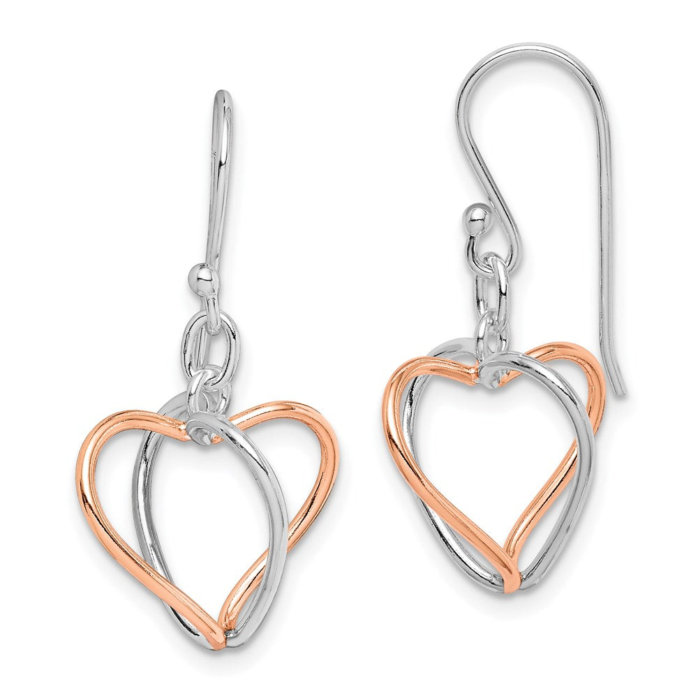Sterlingsilber mit Rose Vermeil Herz Ohrhänger