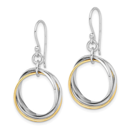 Sterlingsilber Rhodium & Vergoldet Dreifach Kreis Ohrhänger