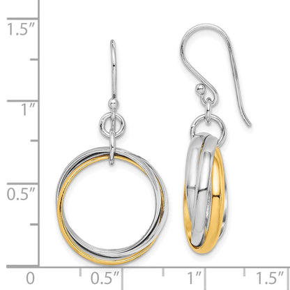 Sterlingsilber Rhodium & Vergoldet Dreifach Kreis Ohrhänger