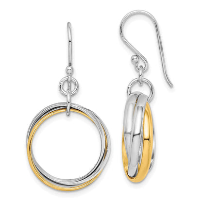 Sterlingsilber Rhodium & Vergoldet Dreifach Kreis Ohrhänger