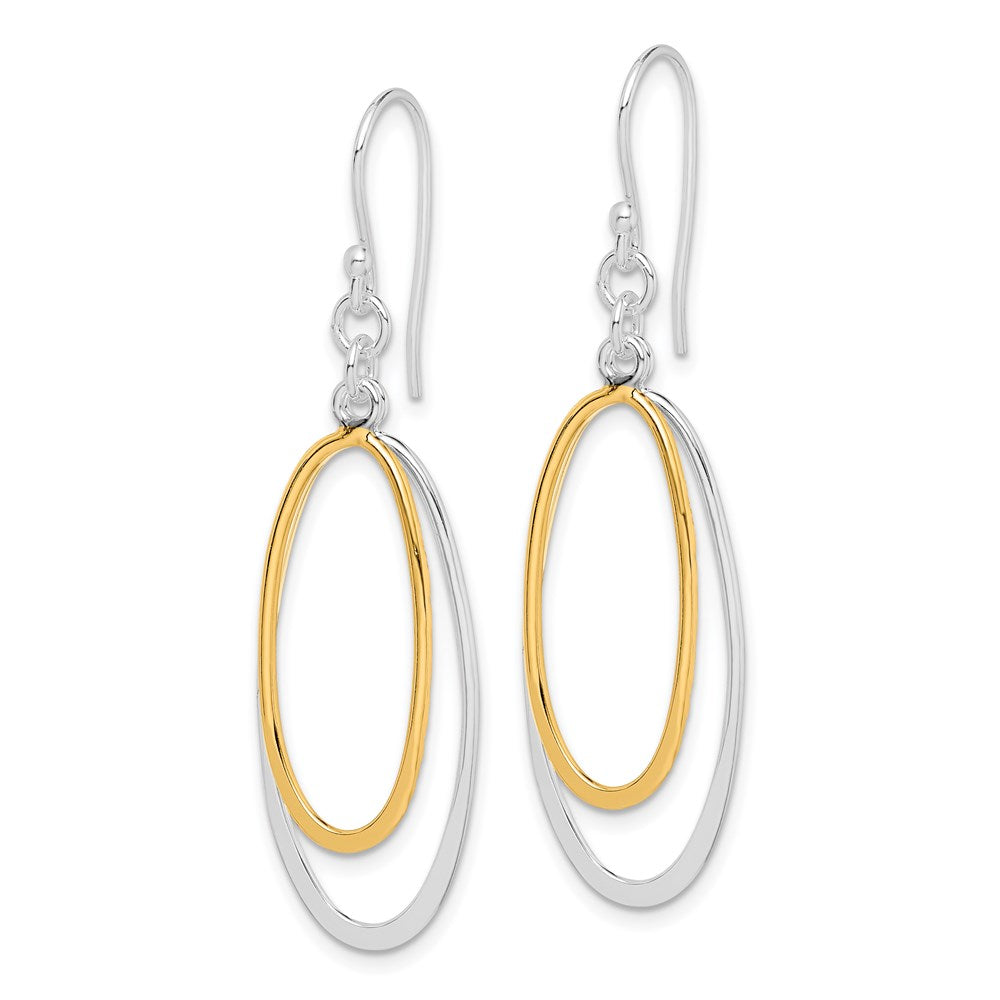 Sterlingsilber Rhodiniert & Goldfarben Doppelt Oval Ohrhänger