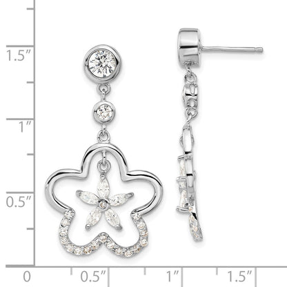 Sterlingsilber Poliert Zirkonia Blume Stecker Ohrhänger
