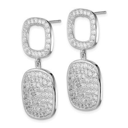 Sterlingsilber Zirkonia 2-squares Stecker Ohrhänger