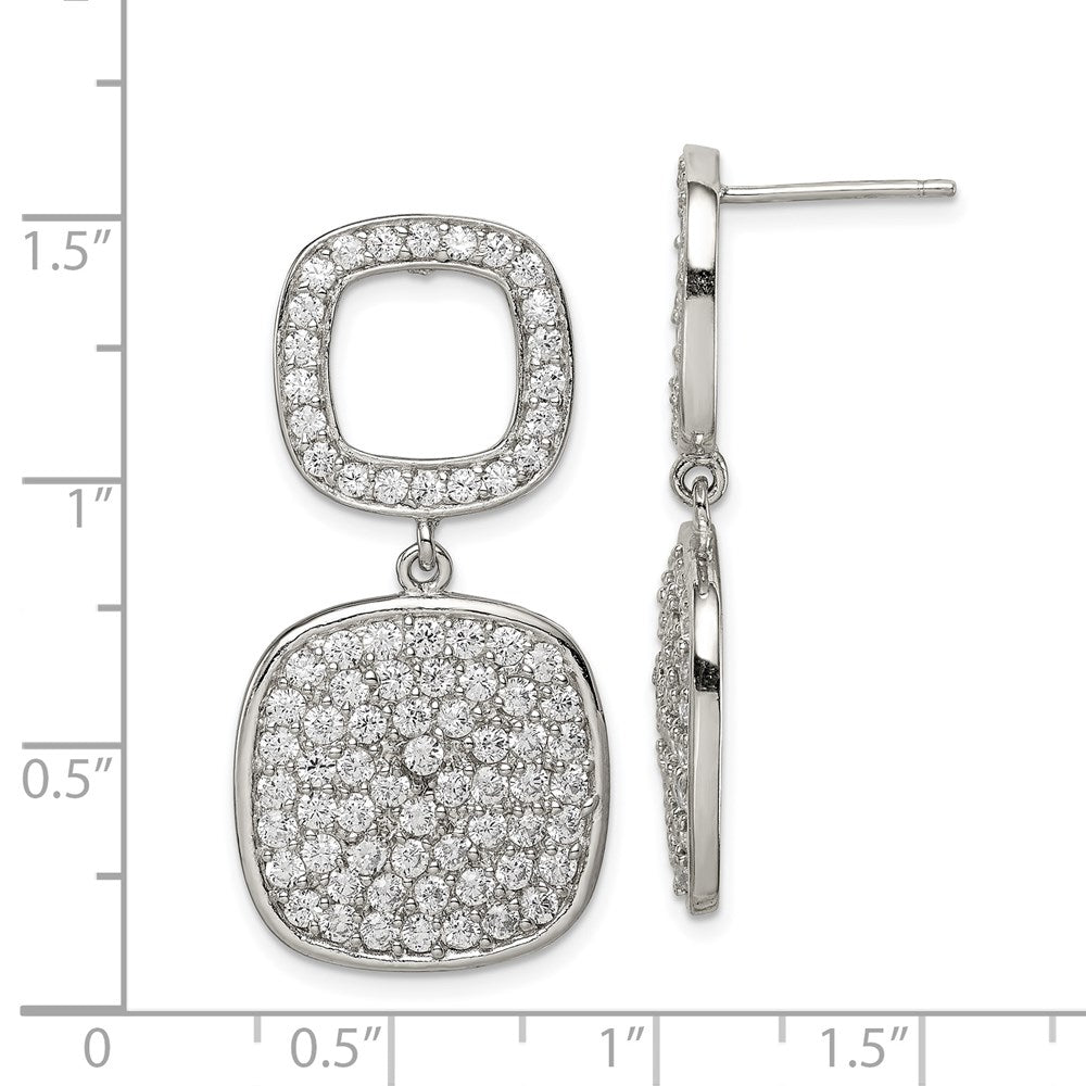 Sterlingsilber Zirkonia 2-squares Stecker Ohrhänger