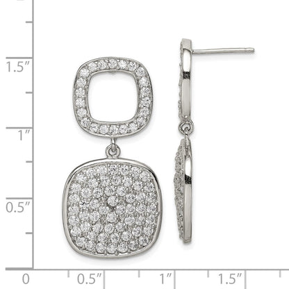 Sterlingsilber Zirkonia 2-squares Stecker Ohrhänger