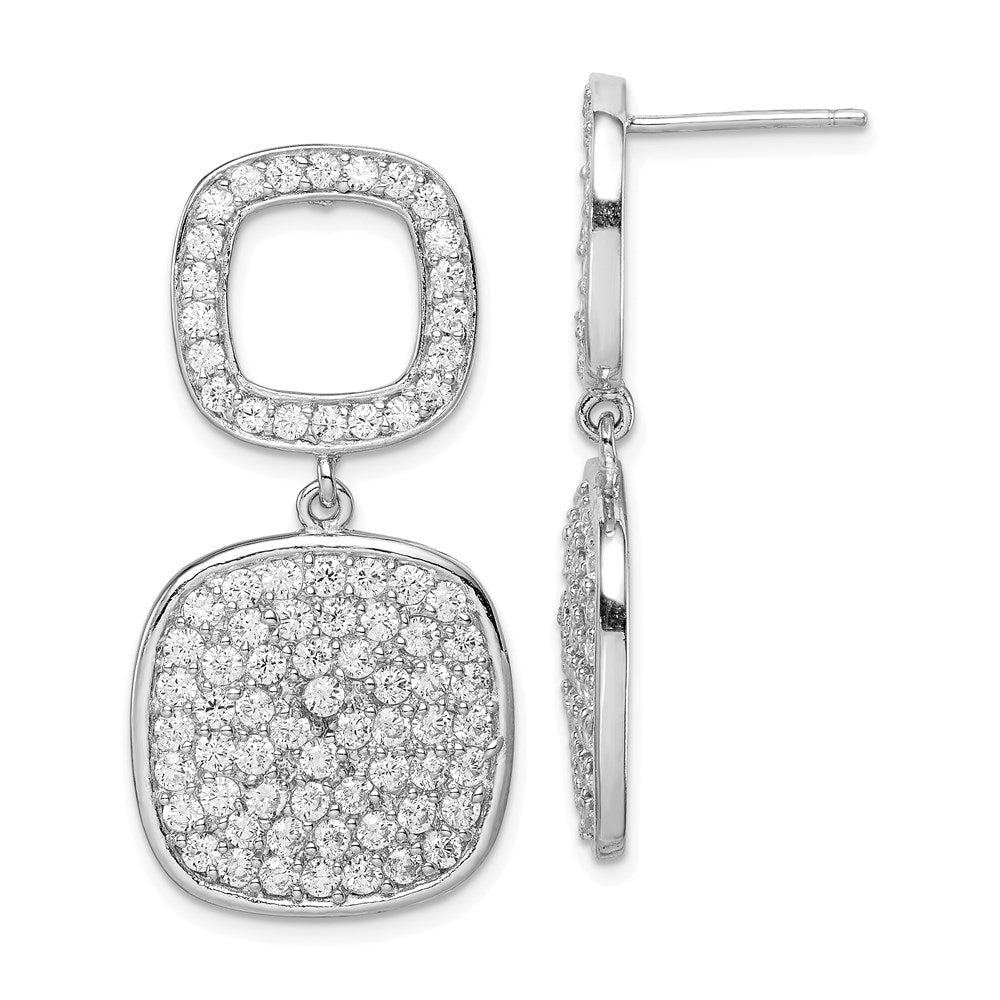 Sterlingsilber Zirkonia 2-squares Stecker Ohrhänger