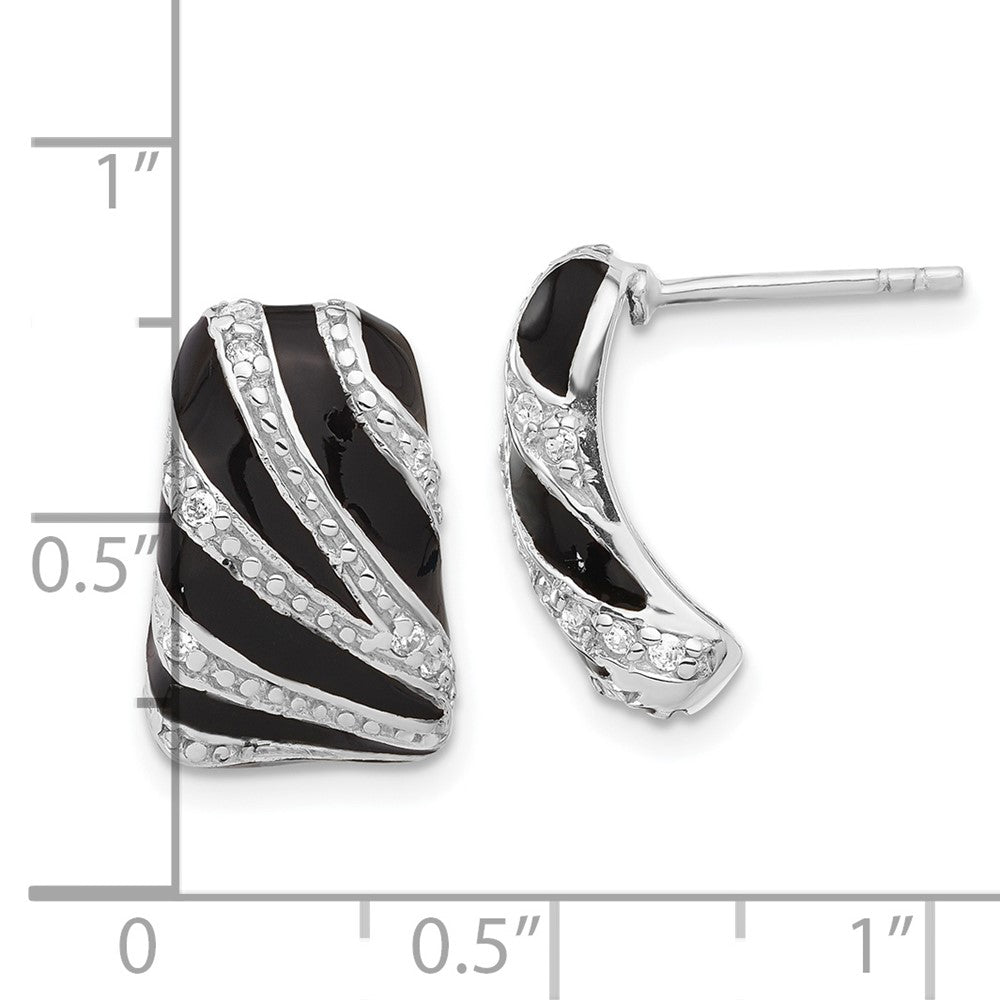Sterlingsilber Poliert Zirkonia & Emaille Stecker Ohrhänger