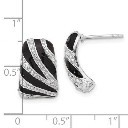 Sterlingsilber Poliert Zirkonia & Emaille Stecker Ohrhänger